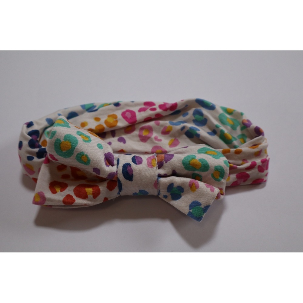 Little Sleepies Rainbow Leopard Bamboo Bow Headband NB-3T